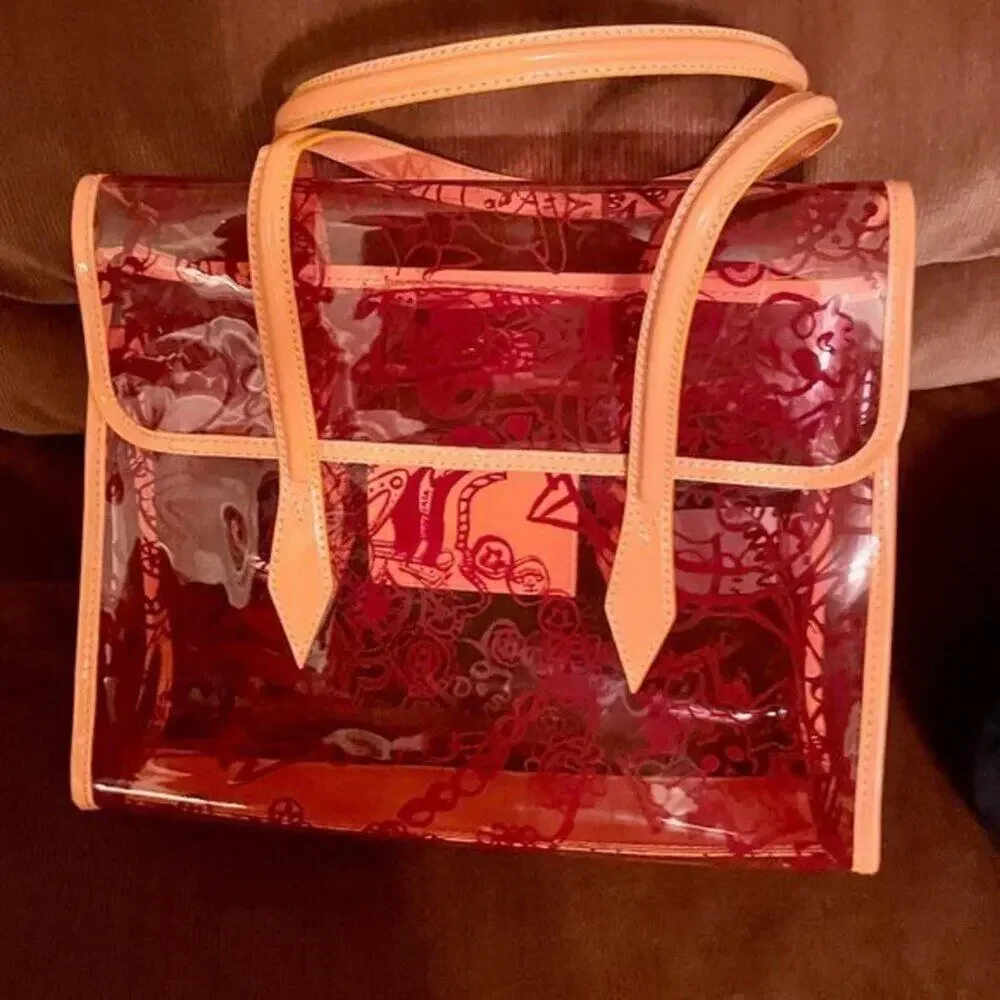 Clear Pink PVC Vivienne Westwood tote with Orange leather trim